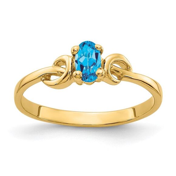Kazi Luxury 14k Yellow Gold 5x3mm Oval Blue Topaz ring